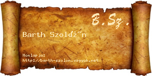 Barth Szolón névjegykártya